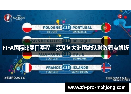 FIFA国际比赛日赛程一览及各大洲国家队对阵看点解析